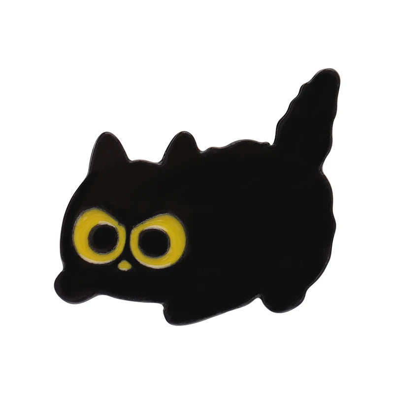 Black Cats Enamel Pins Kawaii Side