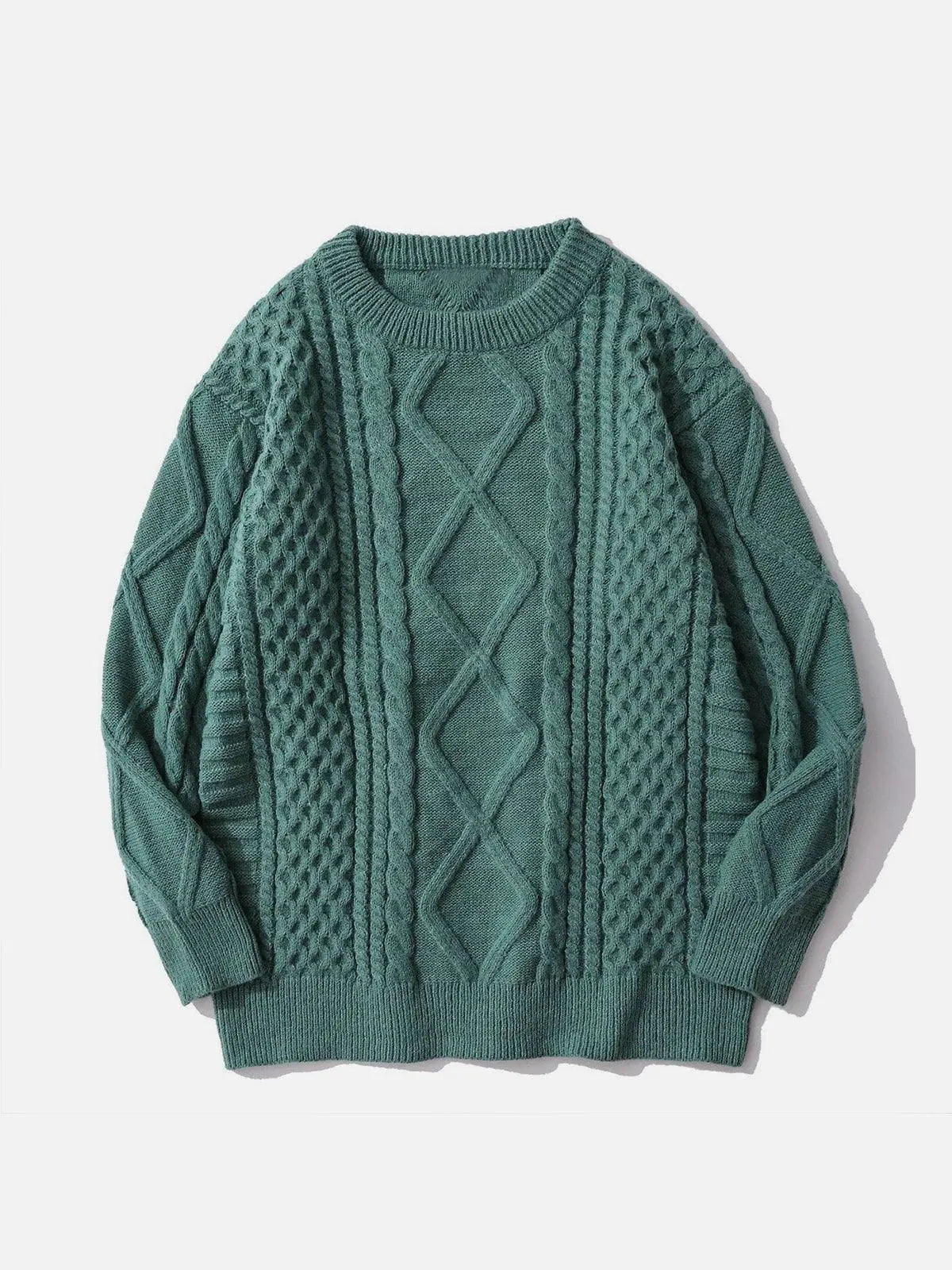 Solid Color Woven Pattern Knit Sweater - Kawaii Side