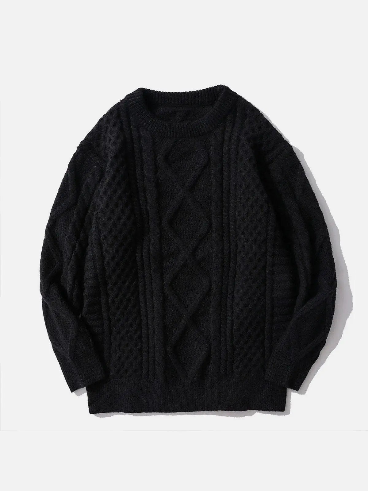 Solid Color Woven Pattern Knit Sweater - Kawaii Side