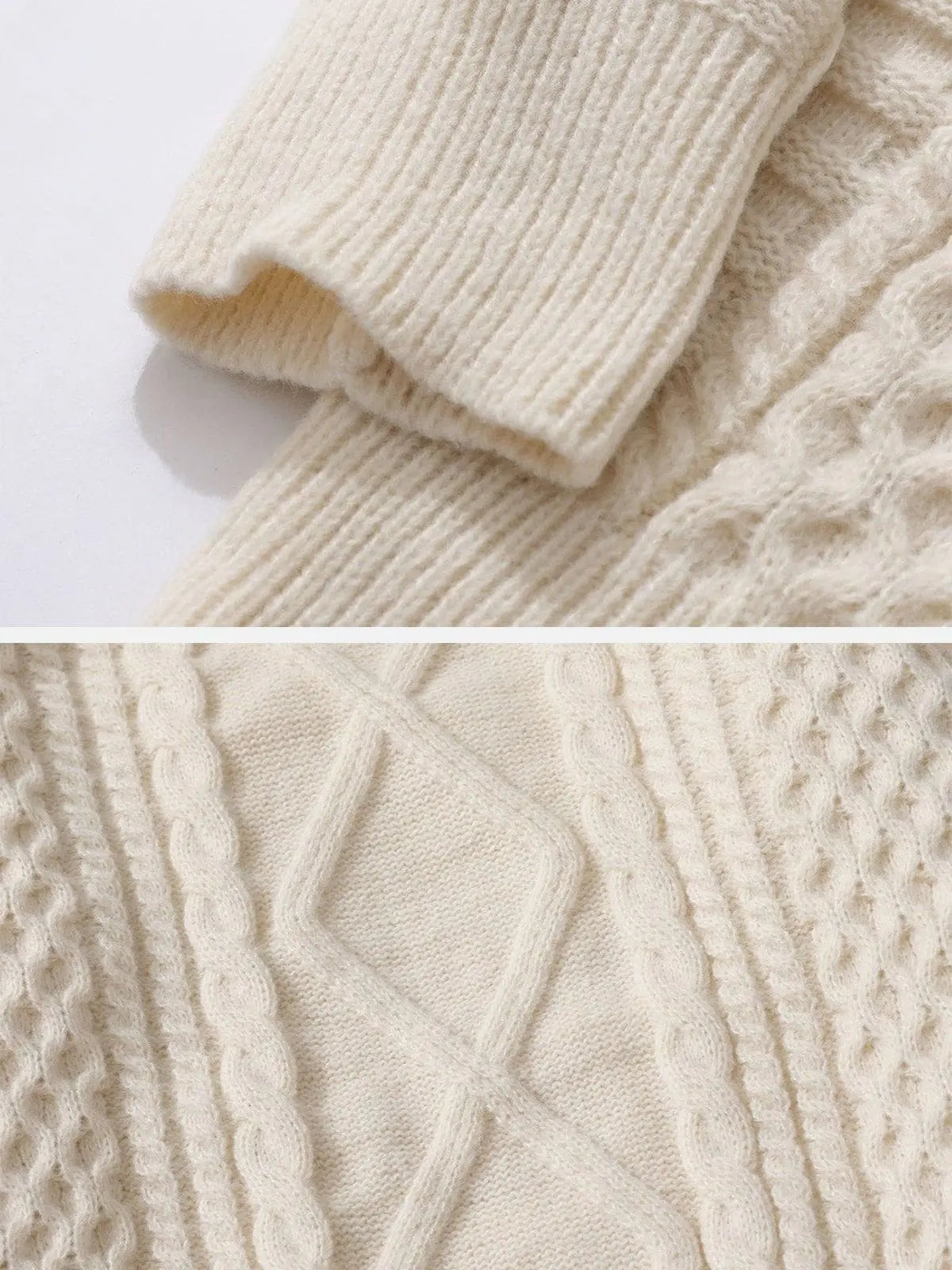 Solid Color Woven Pattern Knit Sweater - Kawaii Side