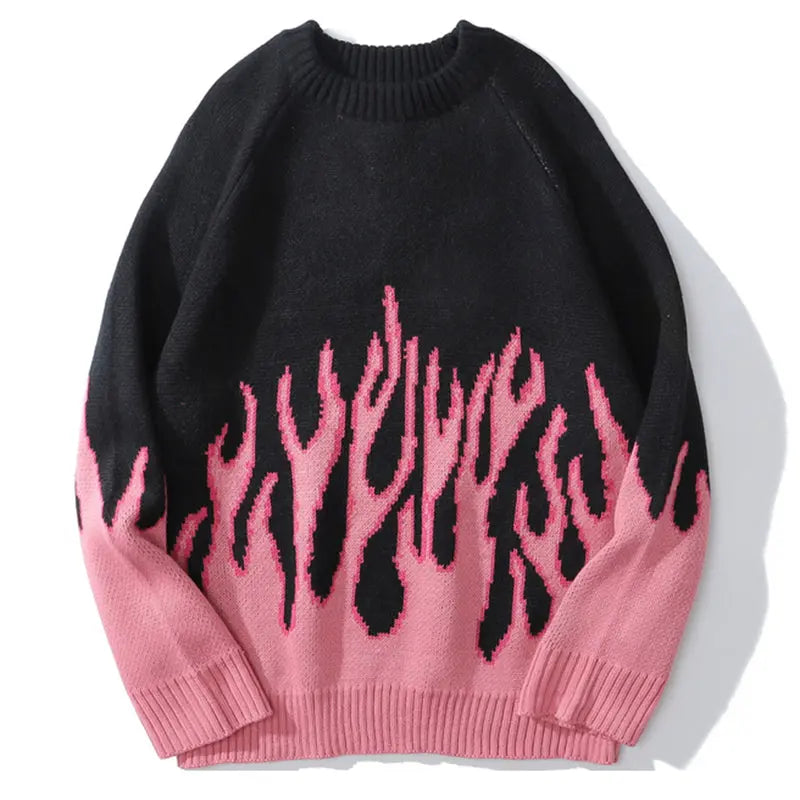 Streetwear Flames Sweater Kawaii Side