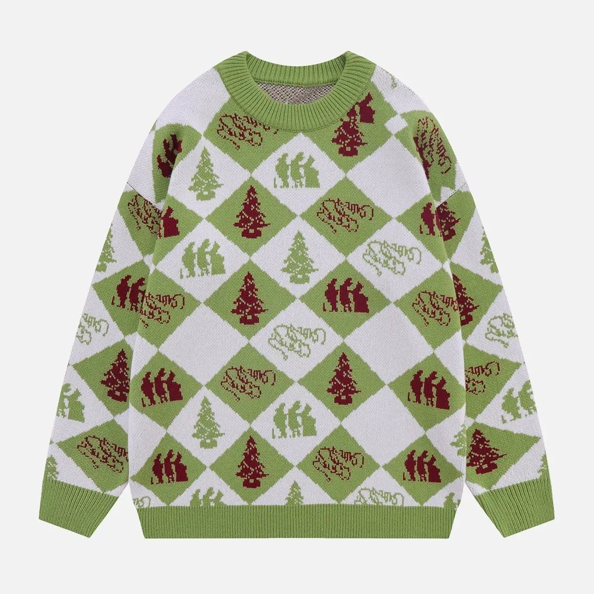 Vintage Rhombus Christmas Knit Sweater - Kawaii Side