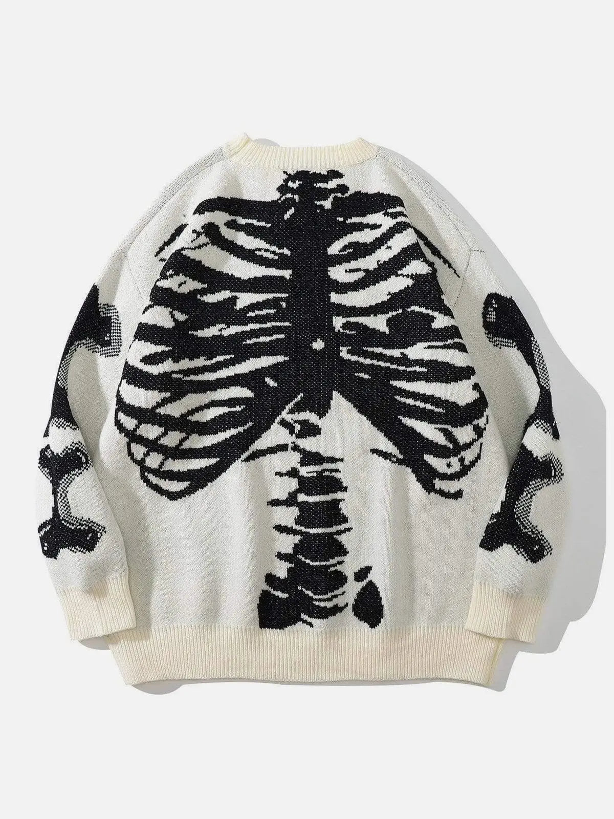 Vintage Skeleton Print Knit Sweater - Kawaii Side