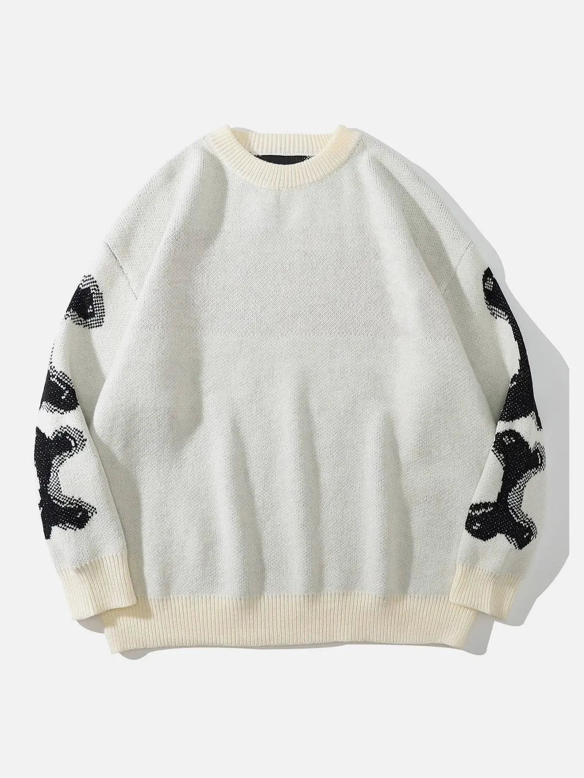 Vintage Skeleton Print Knit Sweater - Kawaii Side