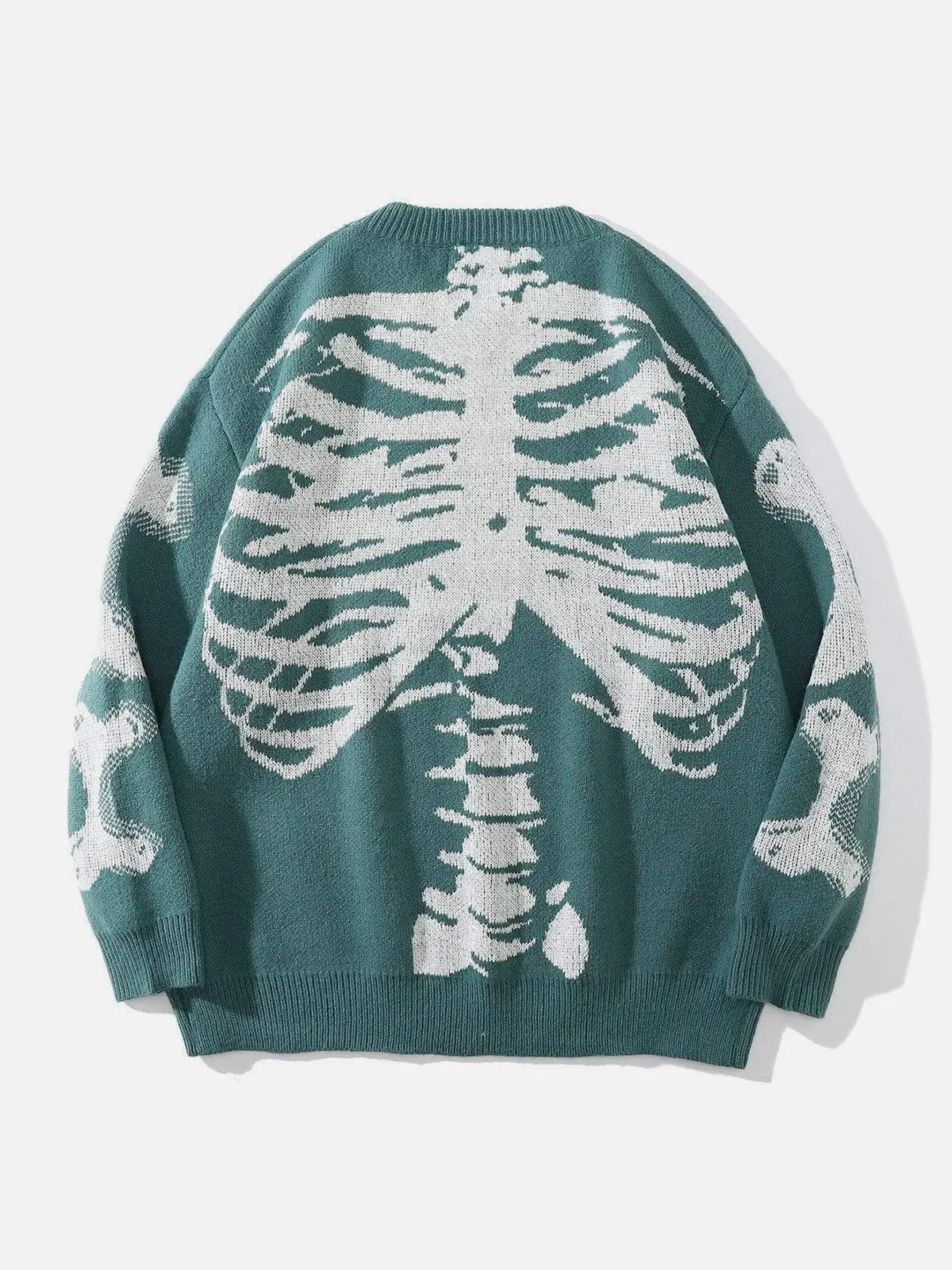 Vintage Skeleton Print Knit Sweater - Kawaii Side