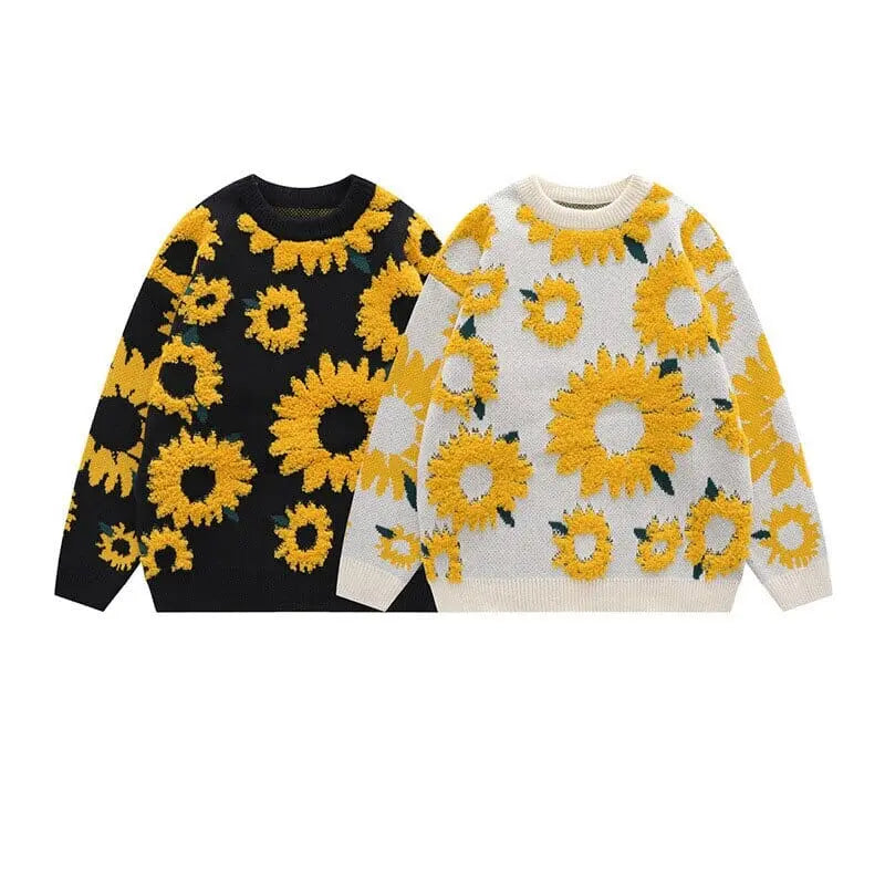 Vintage Sunflower Kawaii Sweater - Kawaii Side