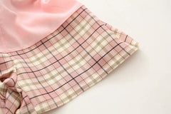 Korean Split Mini Plaid Skirt with Shorts