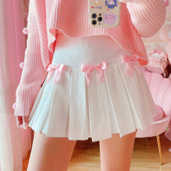 Dollette Kawaii Bow Pleated Mini Skirt