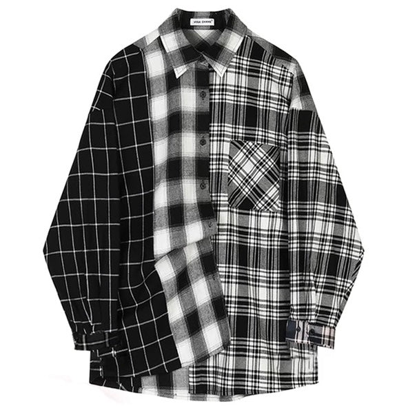 Plaid Patchwork LS Shirt