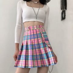 Kawaii Bright Colorful Plaid Skirt