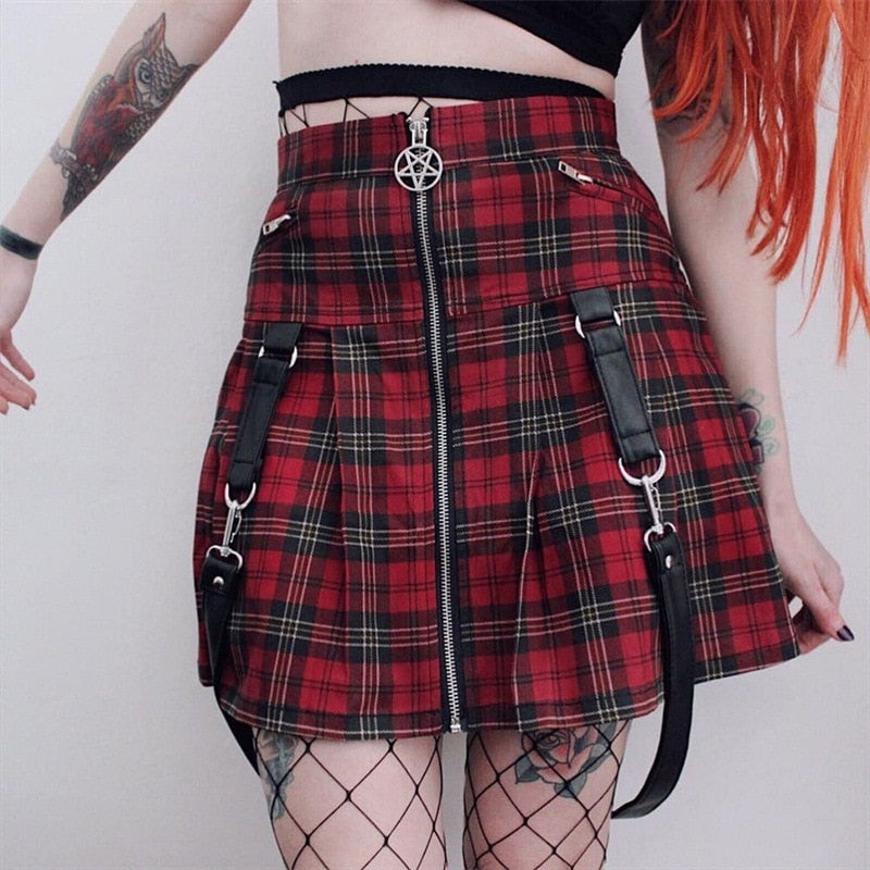 Egirl Punk Rock Plaid Straps Nederdel