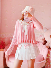 Dollette Kawaii Bow Pleated Mini Skirt