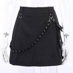 Gothic Black Skirt Cargo Pocket