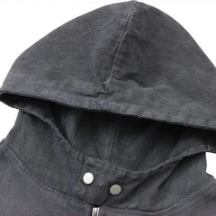 Washed Distressed Zip-Up Hoodie