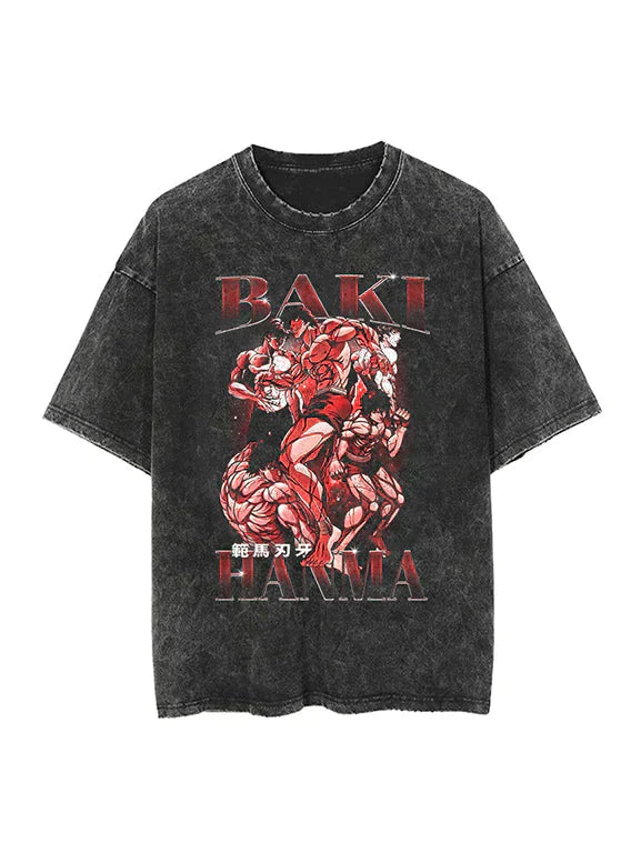 BAKI HANMA VINTAGE OVERSIZE TEE Kawaii Side