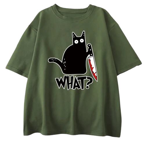 Black Cat "What" T-Shirt