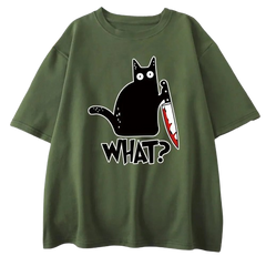 Black Cat "What" T-Shirt