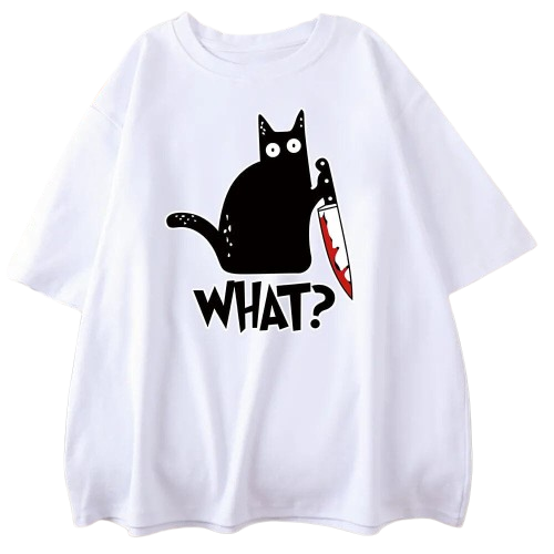 Black Cat "What" T-Shirt