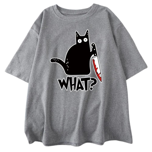 Black Cat "What" T-Shirt