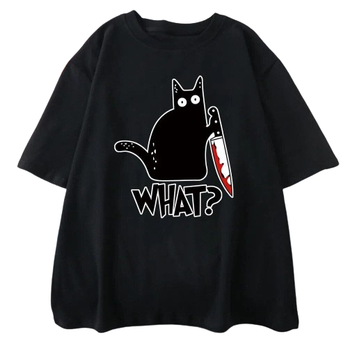 Black Cat "What" T-Shirt