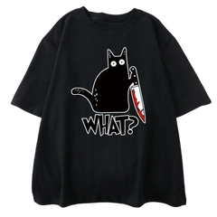 Black Cat "What" T-Shirt