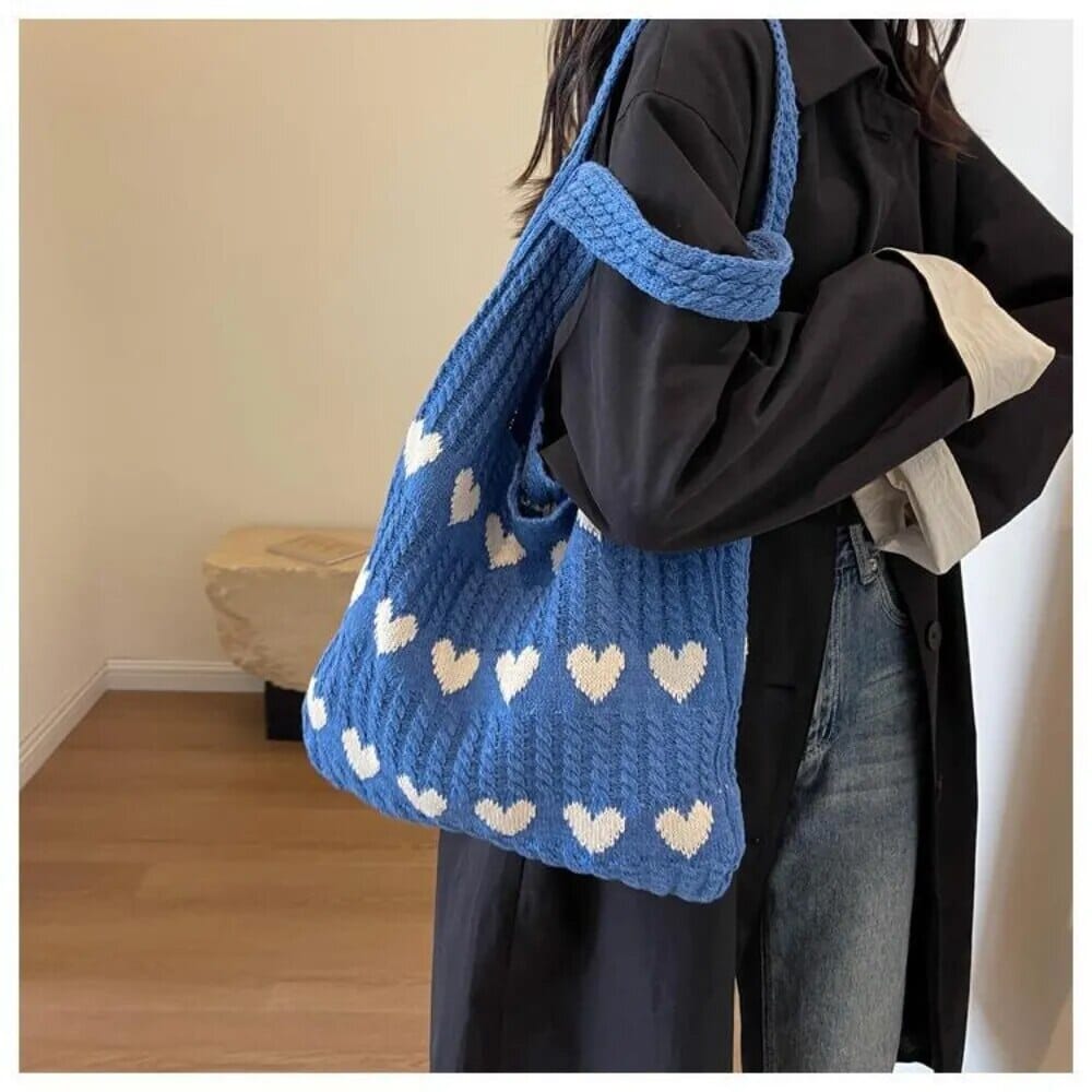 Bolsa de Ombro Corações Bolsas e Mochilas GatoGeek Azul 