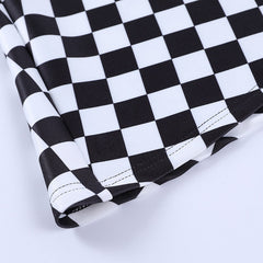 Checker Patchwork Skirt - Black and White