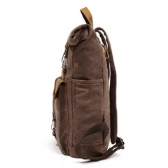 Canvas and Leather Roll-Top Vintage Backpack