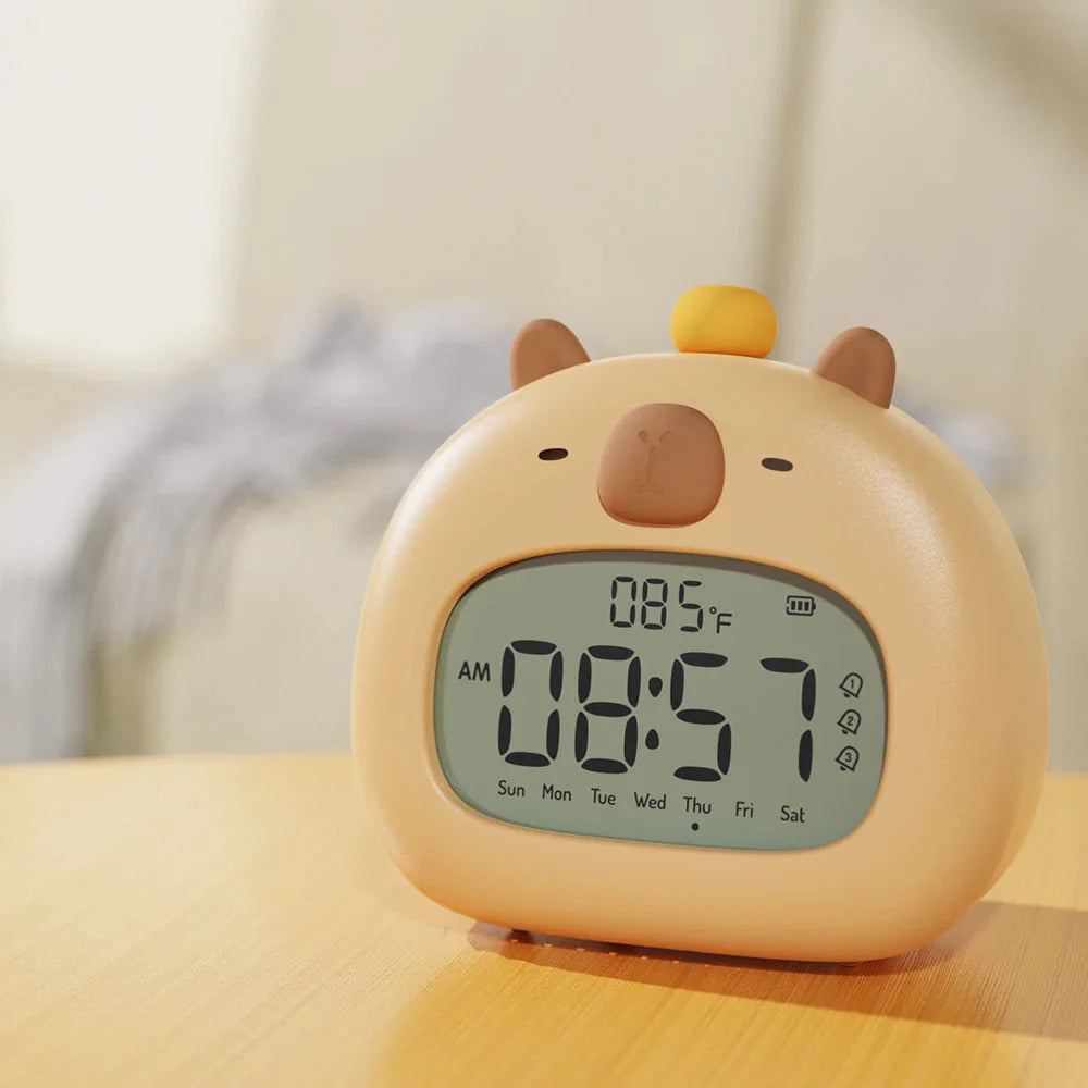 Capybara Bedside LED Digital Alarm Clock Kawaii Side