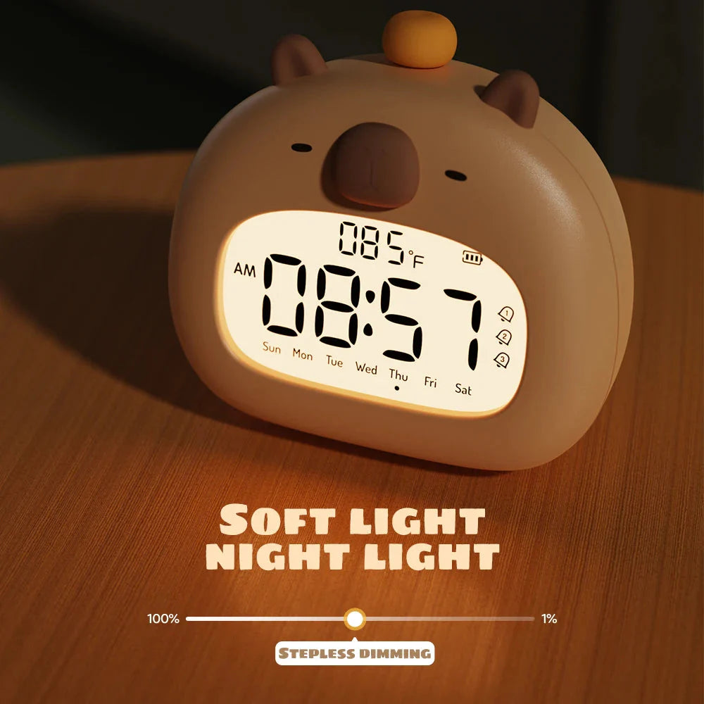 Capybara Bedside LED Digital Alarm Clock Kawaii Side