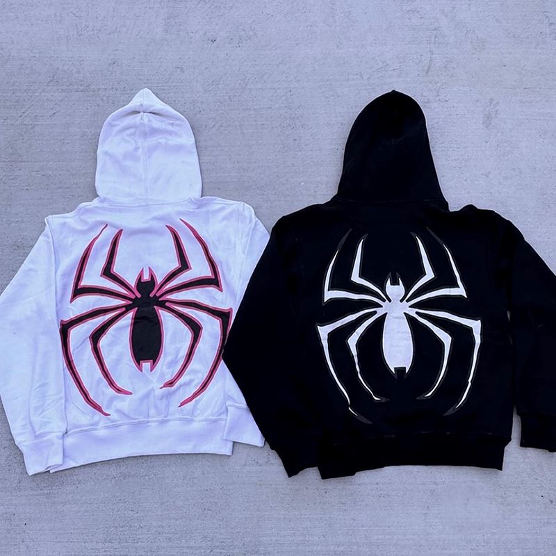 Spider Couple Streetwear Hoodie Kawaii Side