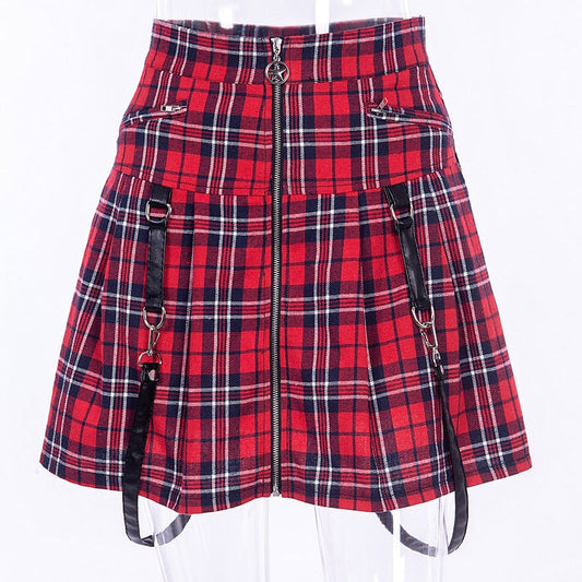 Egirl Punk Rock Plaid Straps Nederdel