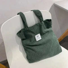 Corduroy Bag Handbags for Women Shoulder Bags Female Soft Environmental Storage Reusable Girls Small and Large Shopper Totes Bag GatoGeek Green 