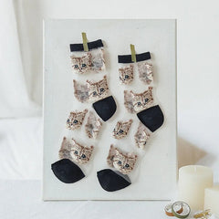 Cute Cat Transparent Aesthetic Ankle Socks