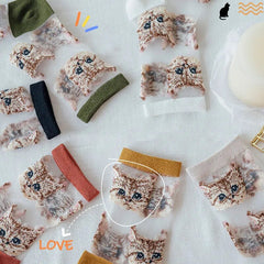 Cute Cat Transparent Aesthetic Ankle Socks