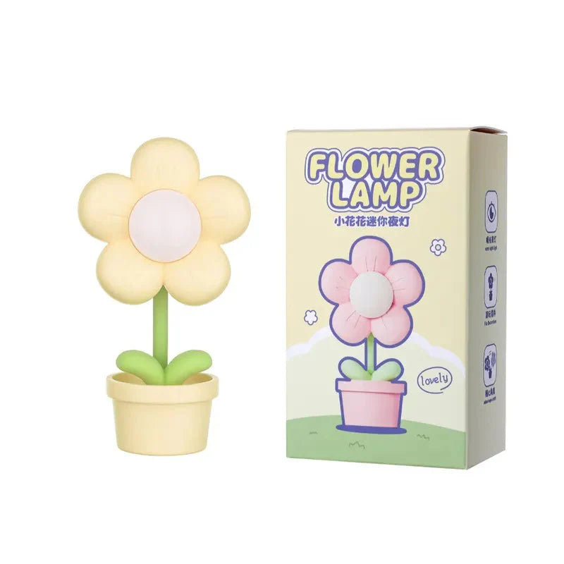 Simpatica mini lampada da tavolo a forma di fiore margherita a LED, luce notturna da comodino