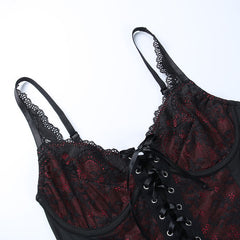 Aesthetic goth red lace camisole