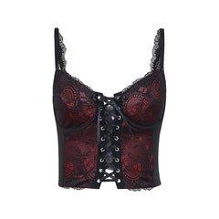 Aesthetic goth red lace camisole