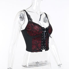 Aesthetic goth red lace camisole