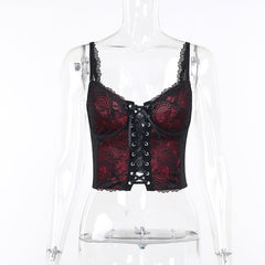 Aesthetic goth red lace camisole