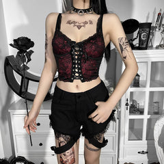 Aesthetic goth red lace camisole