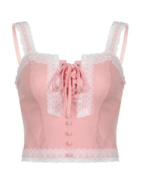 Angelic pink lace camisole Kawaii Side