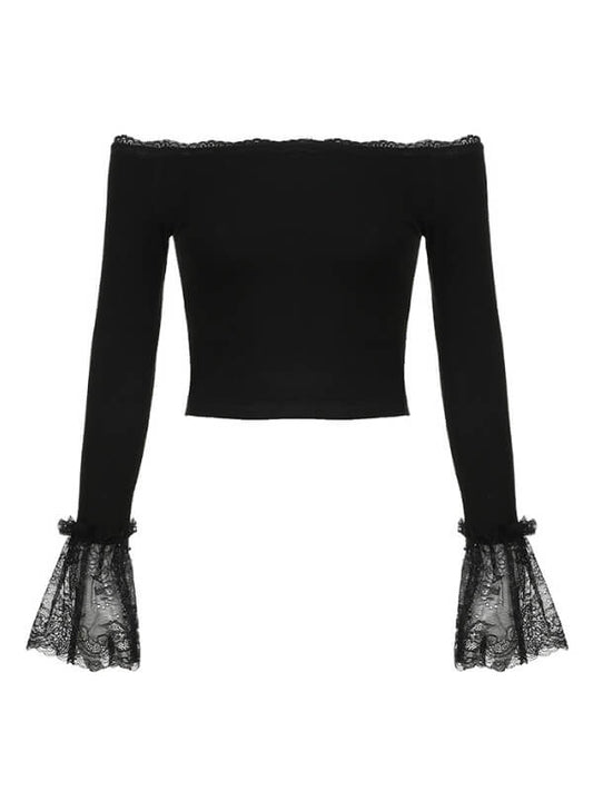 Top in pizzo angelo nero