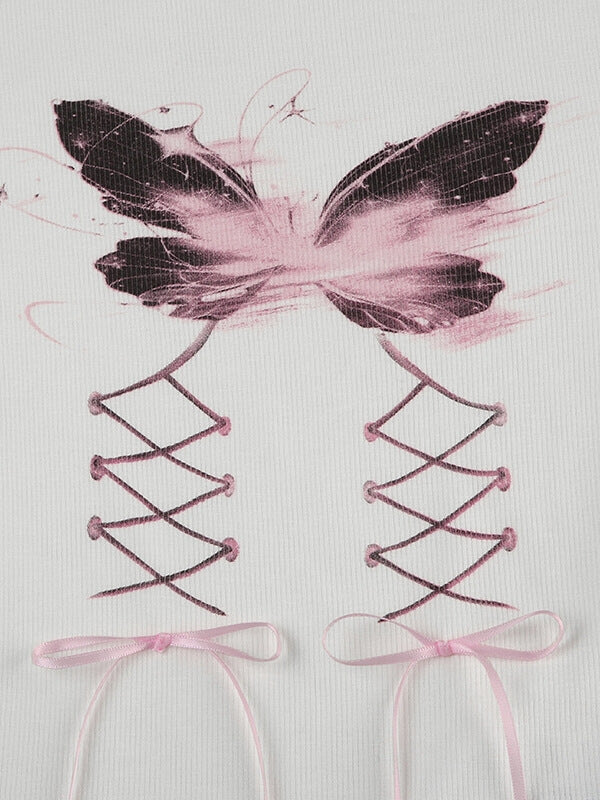 Butterfly ribbon bow top Kawaii Side