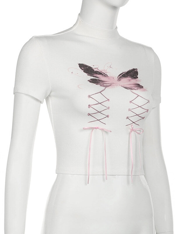 Butterfly ribbon bow top Kawaii Side