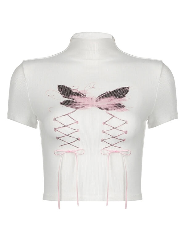 Butterfly ribbon bow top Kawaii Side