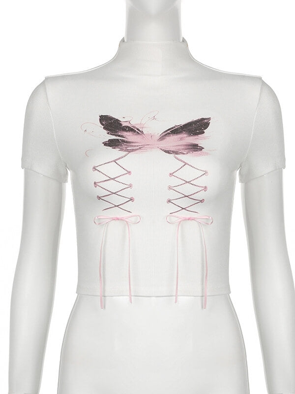 Butterfly ribbon bow top Kawaii Side