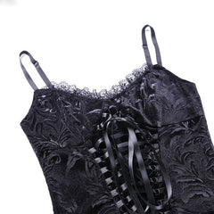 Dark aesthetic jacquard ribbon camisole