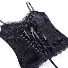 Dark aesthetic jacquard ribbon camisole