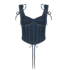 Denim krydret pige camisole